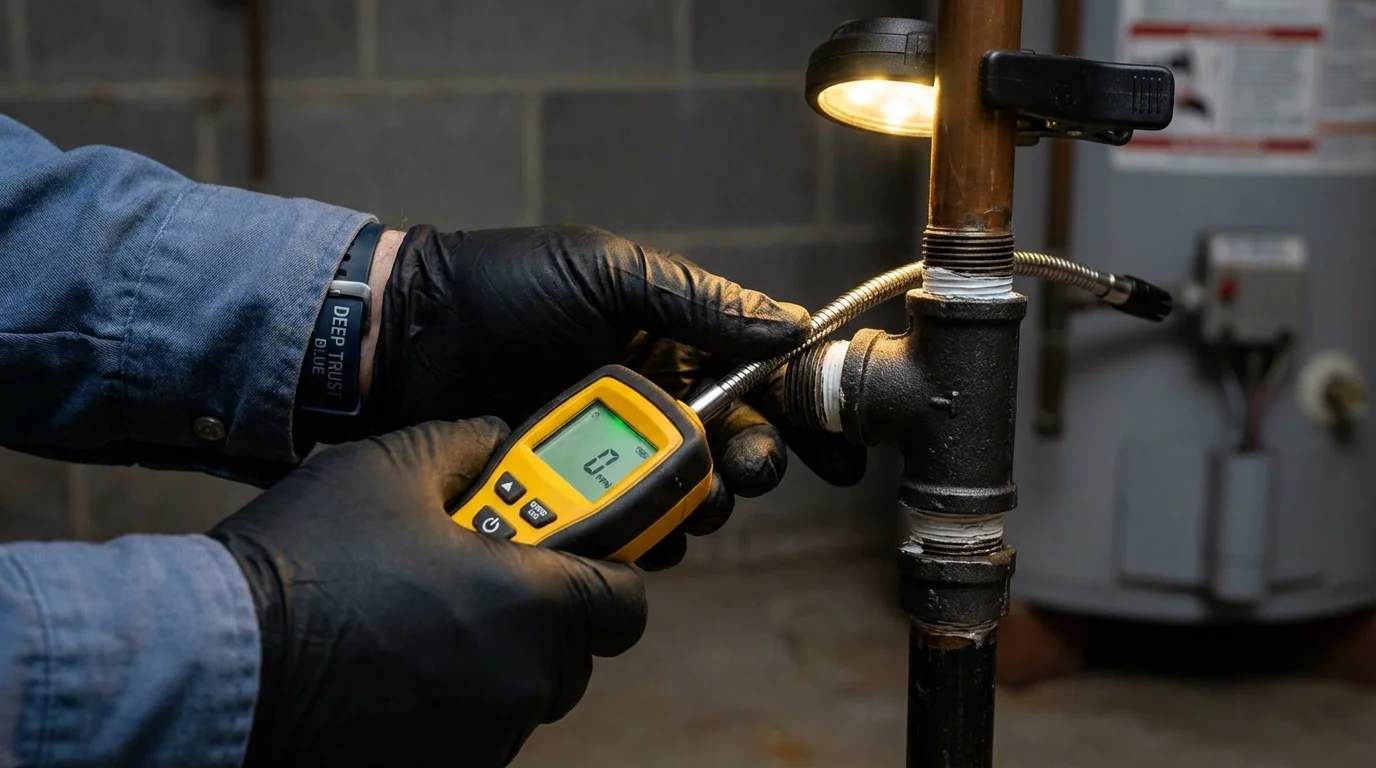 Gas leak detection with electronic sniffer by Johns Plumbing LLC in Brooklet
