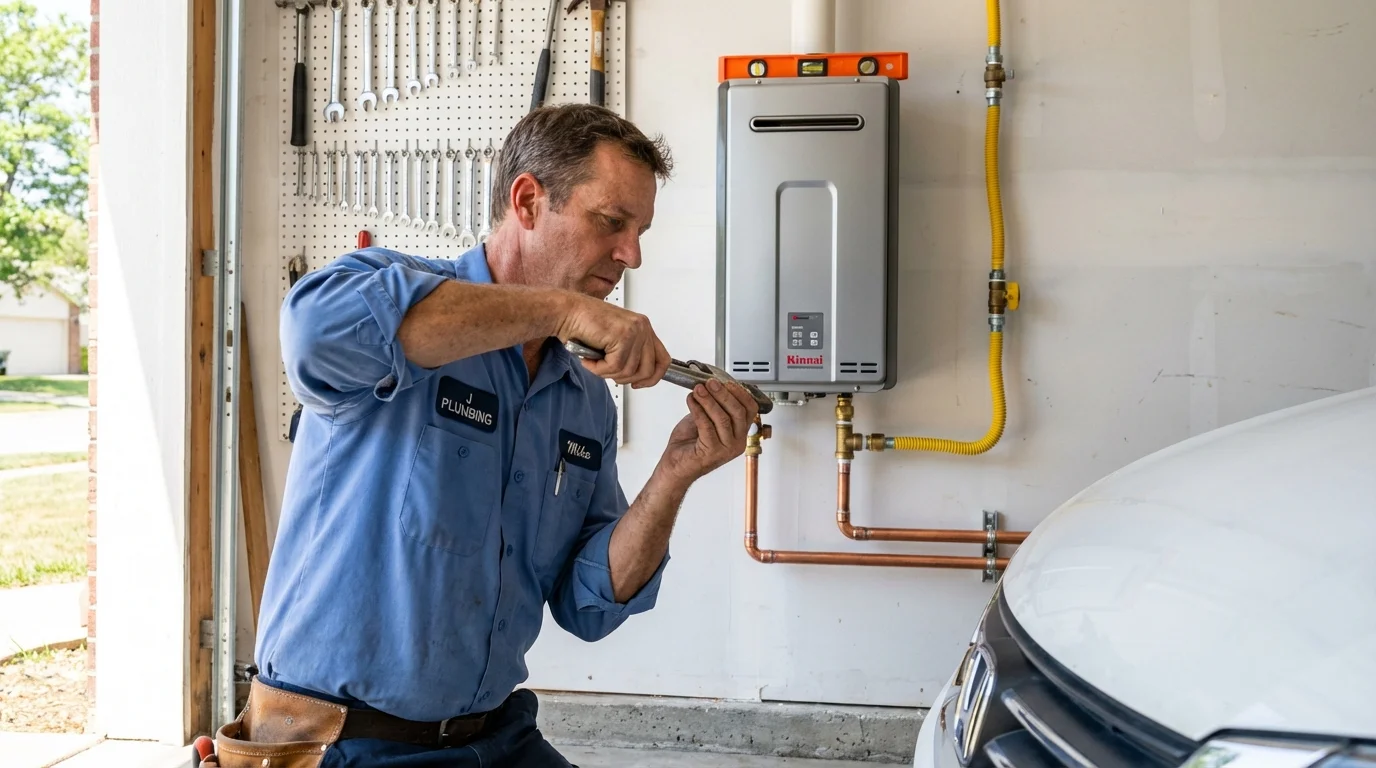 Tankless water heater installation by a Johns Plumbing LLC plumber in Brooklet